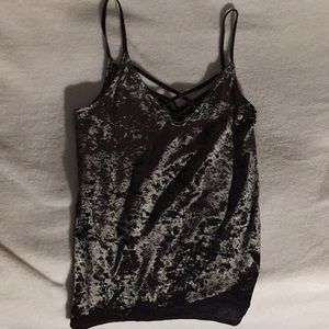 (New) Green Velvet Tank top with Criss Cross